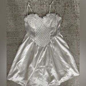 SHEIN White Lace Satin Dress